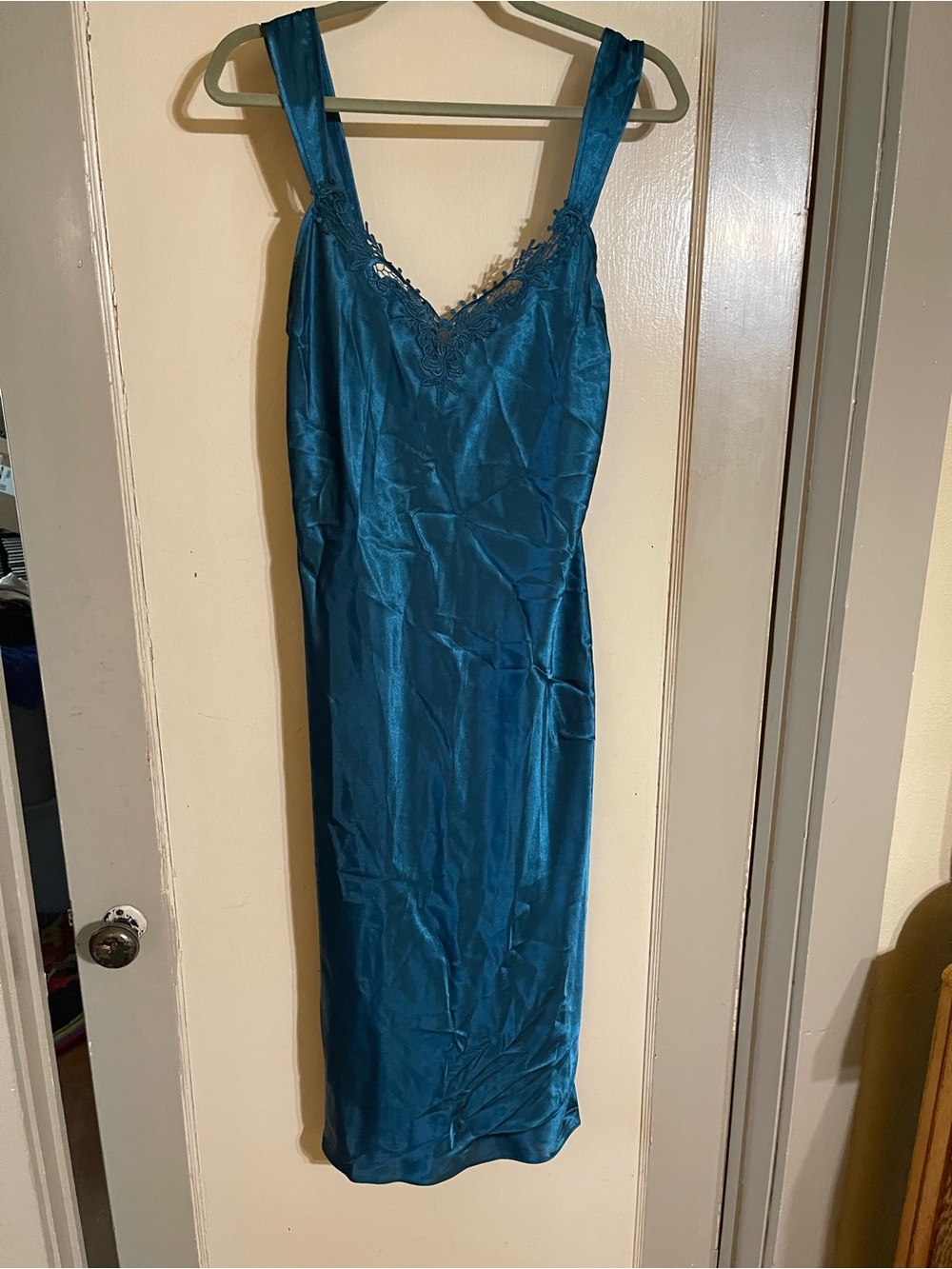 Vintage Inner Most Satin Slip Dress with Lace Trim M